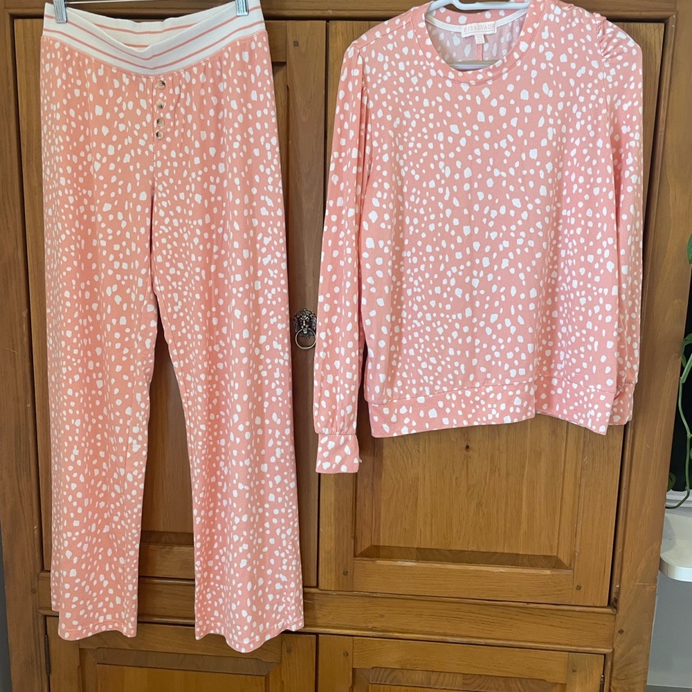 PJ Salvage Pink and White Women's Pajama Set
